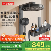 京东京造 黑天鹅恒温淋浴花洒全套装四功能顶喷手持增压3档喷枪除垢枪灰