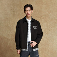 杰克琼斯男装夹克秋季时尚潮流日常尖领领口拉链门襟双侧插袋上衣 【尼龙经典教练夹克】黑色 195/112A/XXXL