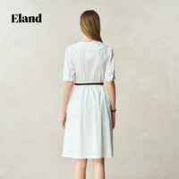 ELAND【初恋裙】衣恋连衣裙女翻领泡泡袖门襟塔克裙2025夏季新款 象牙白/白色(39)Ivory