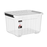 空间专家 SPACEXPERT带轮塑料收纳箱特大号储物箱书箱儿童玩具整理搬家打包周转箱 透明 【实测盛水容积16L】单只装