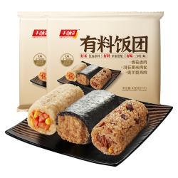 千味央厨 三种口味饭团900g/6个 香菇卤肉/海苔黑米/奥尔良鸡肉早餐半成品