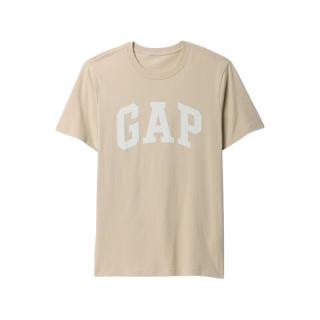 Gap 男女装2025春季纯棉印花logo圆领短袖T恤上衣美版856659 驼色