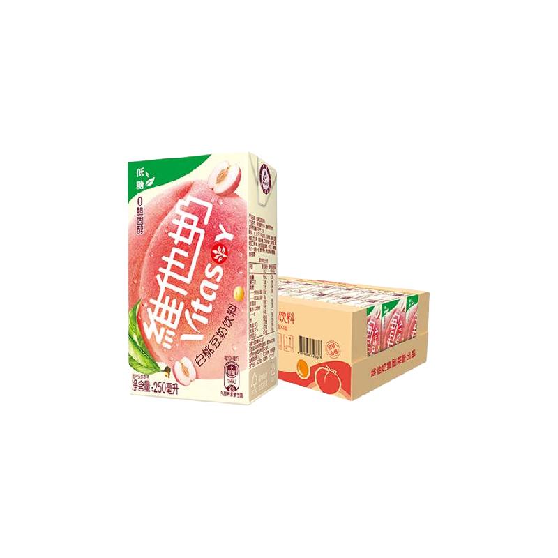 维他奶白桃豆奶饮料250ml*24盒早餐奶优质植物蛋白