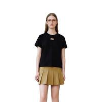 URBAN REVIVO 女士时尚休闲撞色印花圆领短袖T恤 UYY440014 黑色 XS