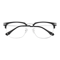 万新近视眼镜防蓝光防辐射超轻黑框眼镜框架专业配散光可配有度数 1582亮黑 镜架+万新1.60MR-8镜片