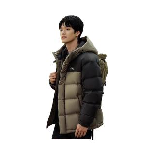 坦博尔【户外机能】羽绒服男户外拼接连帽秋冬短款外套TF236559 绿咖色 180/96A
