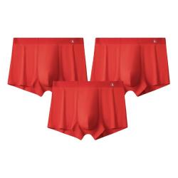 松山棉店 男士莫代尔 红内裤  3条