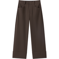 春季时尚百搭直筒棕色休闲裤女文艺风