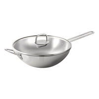 双立人（ZWILLING）中式炒锅不锈钢炒菜锅无涂层烹饪锅具电磁炉燃气通用NovaPlus 不锈钢炒锅 32cm