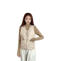 宝娜斯（BONAS）感绗缝马夹纽扣秋冬防风防寒保暖内衣女外穿休闲运动小香风 杏色 XL【105-125斤】