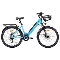 永久锂电池电助力山地车超长续航禧玛诺变速城市男女通勤自行车 F78平安-天空蓝【20AH】 26寸7速