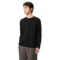 HLA海澜之家长袖T恤男24新圆领刺绣长袖男春秋HNTAW3W021A 黑色44 190/104A 3XL182~196斤