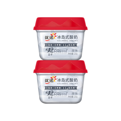 优诺 冰岛式原味低温酸奶120g*2杯 0蔗糖0脂肪 高蛋白 代餐轻食