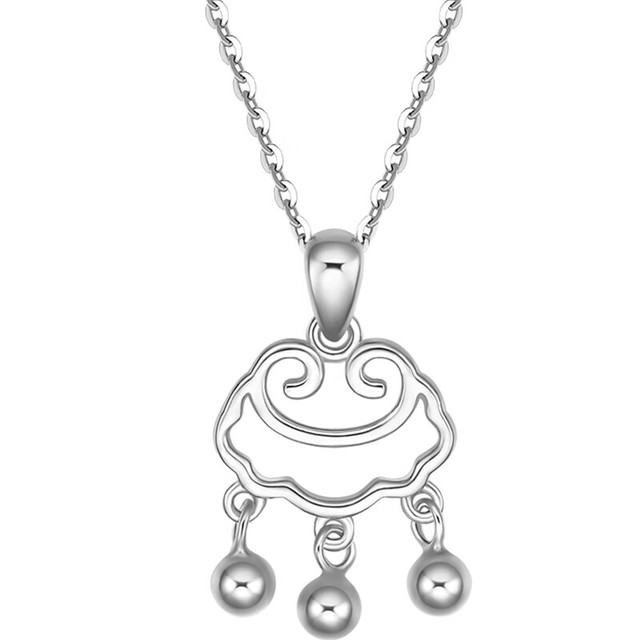 PLUS会员：ZHOU LIU FU 周六福 S925银饰吊坠女平安如意长命锁简约银饰挂坠项链 吊坠（不含链）