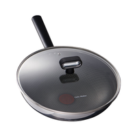 卡特马克不锈钢不粘炒锅蜂窝含钛无0涂层平底炒菜32cm电磁炉燃气灶火红点