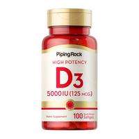 PipingRock 维生素D3软胶囊 5000iu 100粒