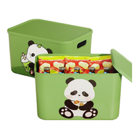 稻草熊加厚收纳箱桌面浴室洗手台厨房调料筐篮办公化妆品整理储物置物盒 翠竹绿【带盖2个装】