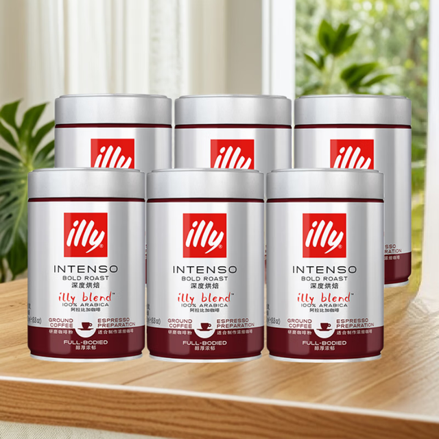 意利 意大利进口 意式黑咖啡 深烘咖啡粉250g*6罐（37.73元一罐）