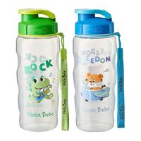 LOCK&LOCK 儿童小学生上学直饮杯子家用喝水幼儿园宝宝水壶便携塑料水瓶 青提绿500ml