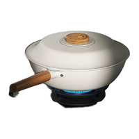 三禾微纳无涂层禾木不粘炒锅深煎含钛炒锅不锈钢炒菜锅30cm皑雪白 皑雪白 30cm