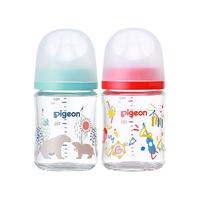 贝亲(Pigeon)宝宝婴儿玻璃奶瓶仿母乳耐热宽口径自带SS号160ml 彩绘动物园