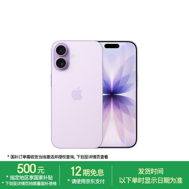 苹果 Apple iPhone 17 5G手机 256GB 薰衣草紫色