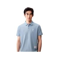 杰克·琼斯(JACK&JONES)25年春夏季百搭法斗狗刺绣棉质弹力翻领商务休闲短袖polo衫男士 雾蓝色C40 M