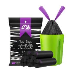 e洁 抽绳垃圾袋45*50cm加厚免撕耐用中号双面2.6丝120只