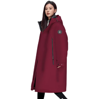 鸭鸭羽绒服 鸭鸭工装冲锋外套男女中长款红色S