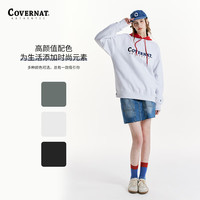COVERNAT加绒卫衣男女同款 24秋冬季 休闲宽松圆领卫衣内搭上衣套头衫 浅灰色 XL/180
