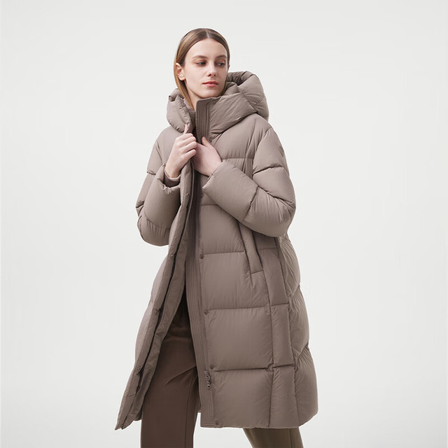 坦博尔 羽绒服女长款时尚百搭保暖加厚连帽面包服