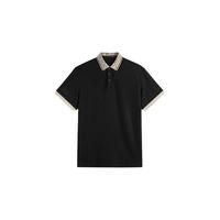 GXG男装 24年夏时尚撞色纯棉男士翻领Polo衫短袖 黑色1 180/XL  XL -180