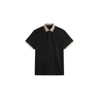GXG 男装 24年夏时尚撞色纯棉男士翻领Polo衫短袖 黑色1 180/XL  XL -180