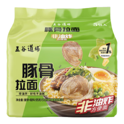 五谷道场 五谷道場日式豚骨拉面五连包方便面95g或110g*5 （新老包装随机）