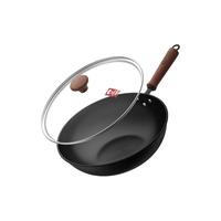 康巴赫铁锅炒锅无涂层深氮防锈精铁炒菜锅平底家用炒勺电磁炉燃气灶通用 32cm