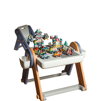  费乐 FEELO 儿童玩具多功能大颗粒拼装积木桌折叠画板二合一140颗粒汽车