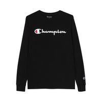  Champion 春夏长袖T恤男女圆领刺绣印花情侣美版 L 黑色