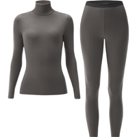 蕉内【清仓】轻热皮女士保暖内衣套装秋衣秋裤秋冬高领 【高领】山川褐-女士 L