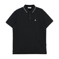 杰克·琼斯(JACK&JONES)25年polo衫男夏季无忧搭撞色罗纹翻领商务刺绣logo男士短袖POLO衫 黑色E40 M