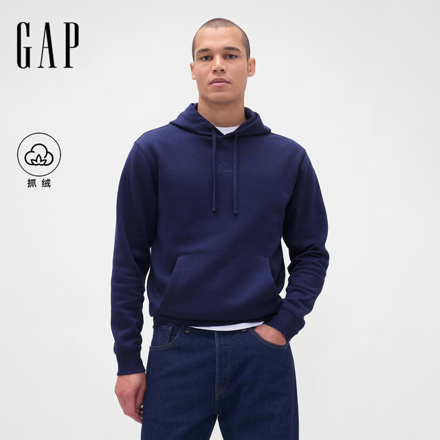 Gap 盖璞 男女装秋季新款Logo刺绣抓绒宽松连帽衫卫衣 795625