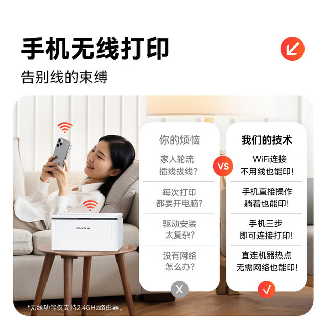 PLUS会员：奔图 P1 Lite BP2301W 激光打印机