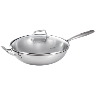 凌丰 LFDCG-NX332SA 双耳不锈钢炒锅 32cm