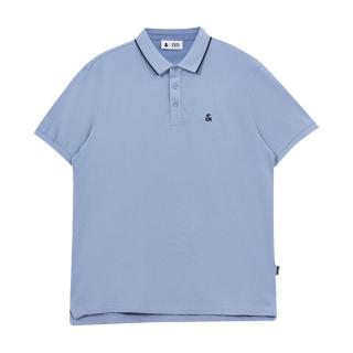 杰克琼斯 杰克·琼斯（JACK&JONES）罗纹翻领商务刺绣logo男士短袖POLO衫 水洗蓝E39