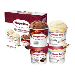 哈根达斯 Haagen-Dazs）冰淇淋超值尽享礼盒装 (香草味*2/比利时巧克力*2) 100ml*4