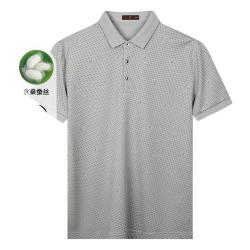 才子 男士短袖T恤桑蚕丝满印Polo衫透气不闷热弹力修身
