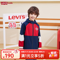 LEVI 's李维斯儿童装男童风衣秋季新款休闲防风撞色上衣外套潮 深靛蓝 140 /68