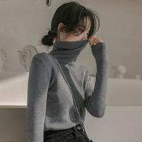 水中花 秋冬打底衫休闲慵懒风针保暖衣百搭可外穿高领修身女士长袖上衣