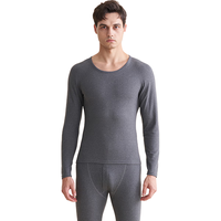 宜而爽男士无痕保暖内衣男含羊毛蚕丝秋衣秋裤套装秋冬打底内衣 黑色-暖绒套装 L