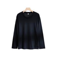真维斯（Jeanswest）纯色长袖t恤男女秋季纯白黑宽松打底内搭男长袖t恤 黑色 3XL