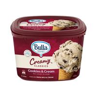 Bulla【家庭套组】澳洲雪糕巧克力香草曲奇雪糕巧克力大桶冰淇淋 香草味冰淇淋*1+曲奇冰淇淋*1